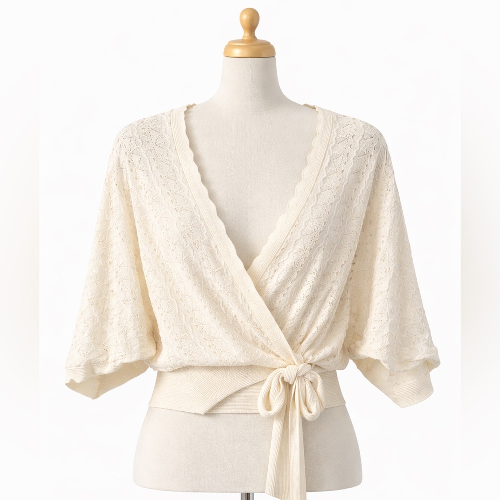 New York & Company White Knit Cardigan